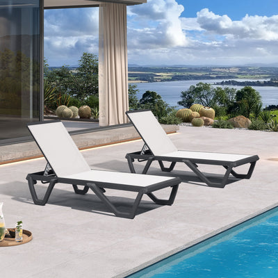 PURPLE LEAF – Chaise longue extérieure à 5 positions avec structure en aluminium et assise en Textilene, légère et durable pour terrasse et piscine