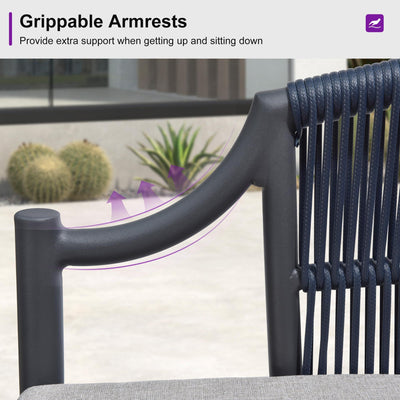 PURPLE LEAF Buler – Ensemble salon de terrasse moderne 4/8 pièces avec fauteuils en rotin, canapé et table basse pour bord de piscine