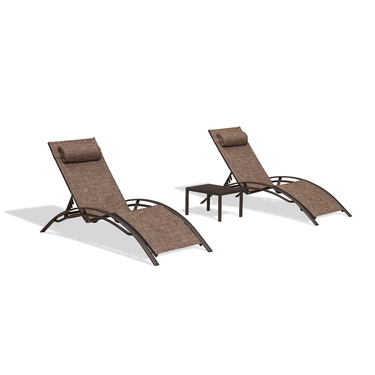 PURPLE LEAF – Chaise longue extérieure en aluminium bronze avec table d’appoint, réglable et inclinable pour terrasse, piscine, balcon et plage