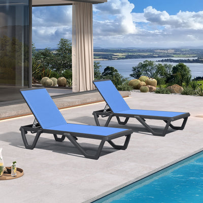 PURPLE LEAF – Chaise longue extérieure à 5 positions avec structure en aluminium et assise en Textilene, légère et durable pour terrasse et piscine