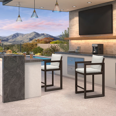 PURPLE LEAF Caesar – Tabourets de bar modernes en aluminium avec coussins amovibles pour cuisine, îlot extérieur et jardin