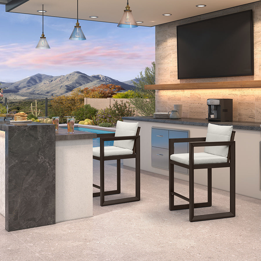 PURPLE LEAF Caesar – Tabourets de bar modernes en aluminium avec coussins amovibles pour cuisine, îlot extérieur et jardin