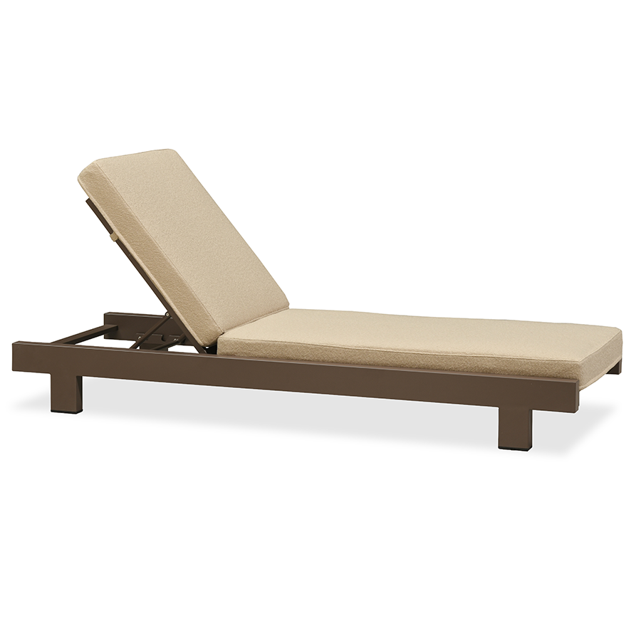 PURPLE LEAF – Lit de repos extérieur Standard avec coussin, tissu mélangé oléfine et structure en aluminium pour terrasse et piscine