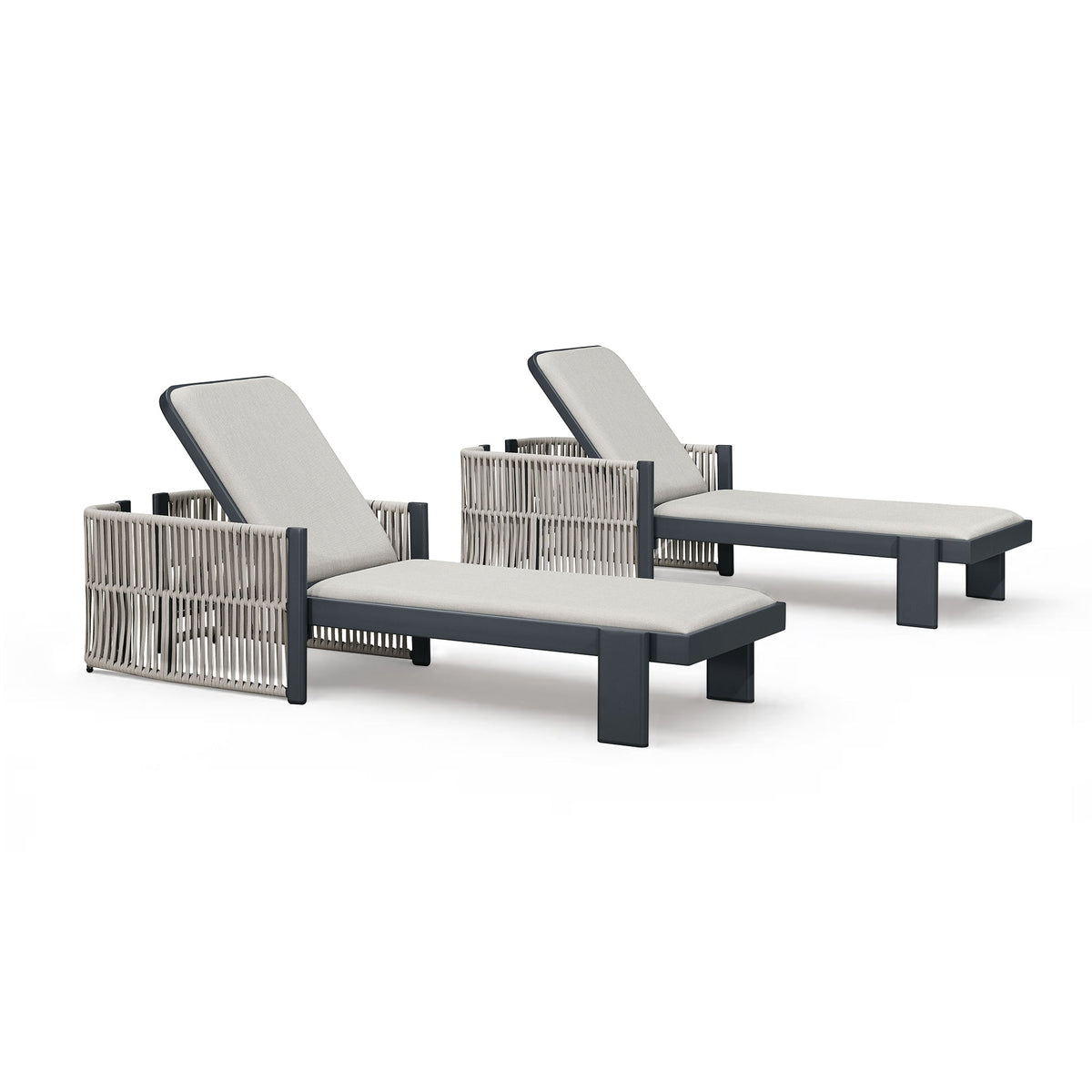 PURPLE LEAF – Chaise longue extérieure en aluminium avec accoudoirs enveloppants et coussin, inclinable pour terrasse et piscine
