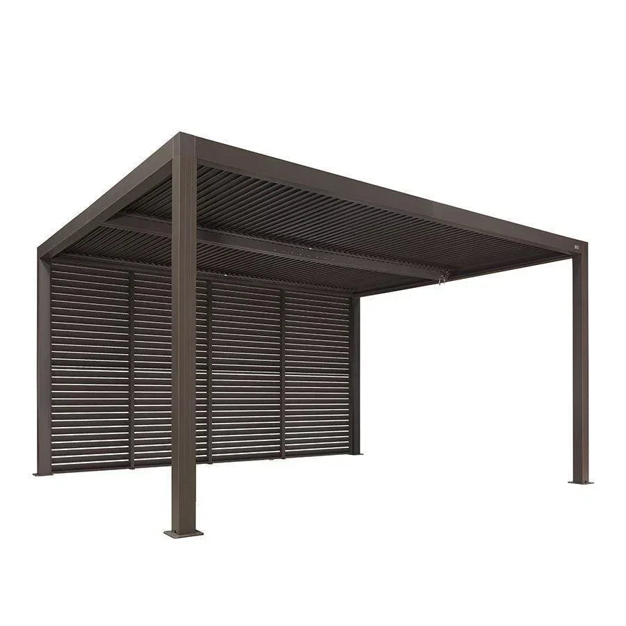 PURPLE LEAF Athena – Pergola extérieure bronze en aluminium à lames orientables avec paroi à volets, réglable et étanche à la pluie