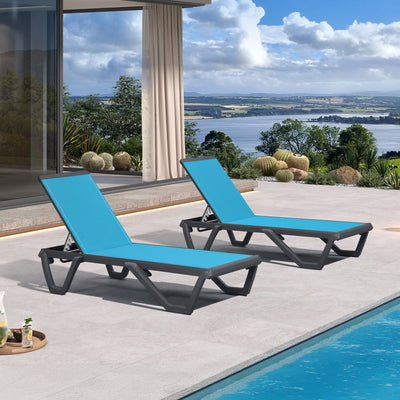 PURPLE LEAF – Chaise longue extérieure à 5 positions avec structure en aluminium et assise en Textilene, légère et durable pour terrasse et piscine