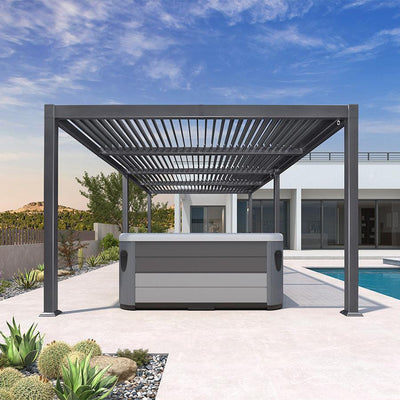 PURPLE LEAF Caesar – Pergola extérieure à lames orientables avec toit rigide réglable, gris