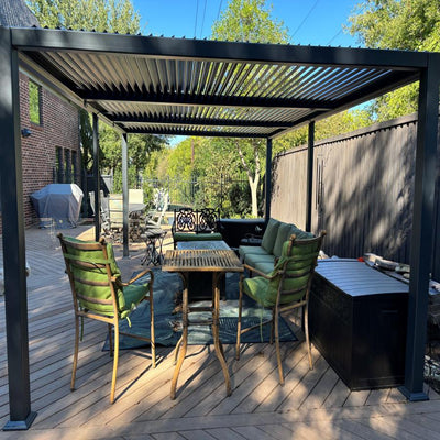 PURPLE LEAF Caesar – Pergola extérieure à lames orientables avec toit rigide réglable, gris