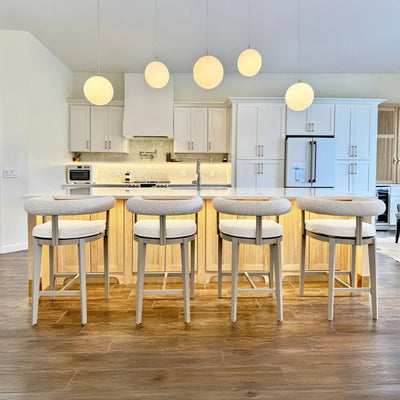 PURPLE LEAF Provence – Lot de 2 tabourets de bar extérieurs modernes rembourrés en oléfine avec dossier et accoudoirs