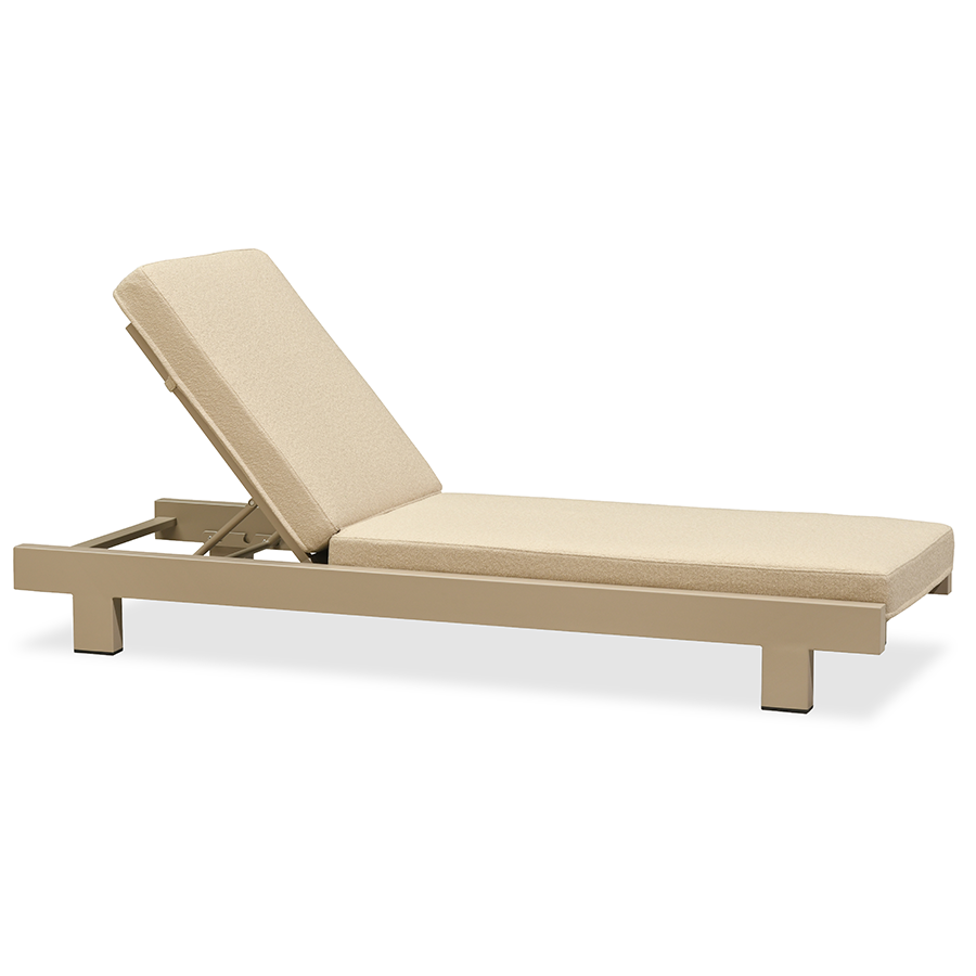 PURPLE LEAF – Lit de repos extérieur Standard avec coussin, tissu mélangé oléfine et structure en aluminium pour terrasse et piscine