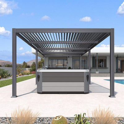 PURPLE LEAF Caesar – Pergola extérieure à lames orientables avec toit rigide réglable, gris