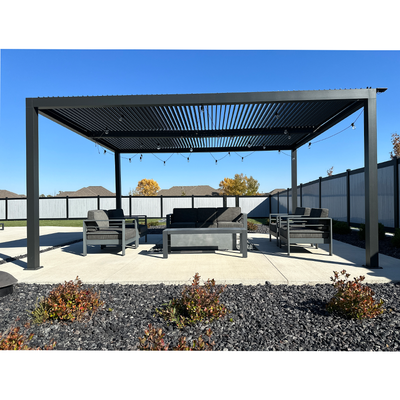 PURPLE LEAF Caesar – Pergola extérieure à lames orientables avec toit rigide réglable, gris