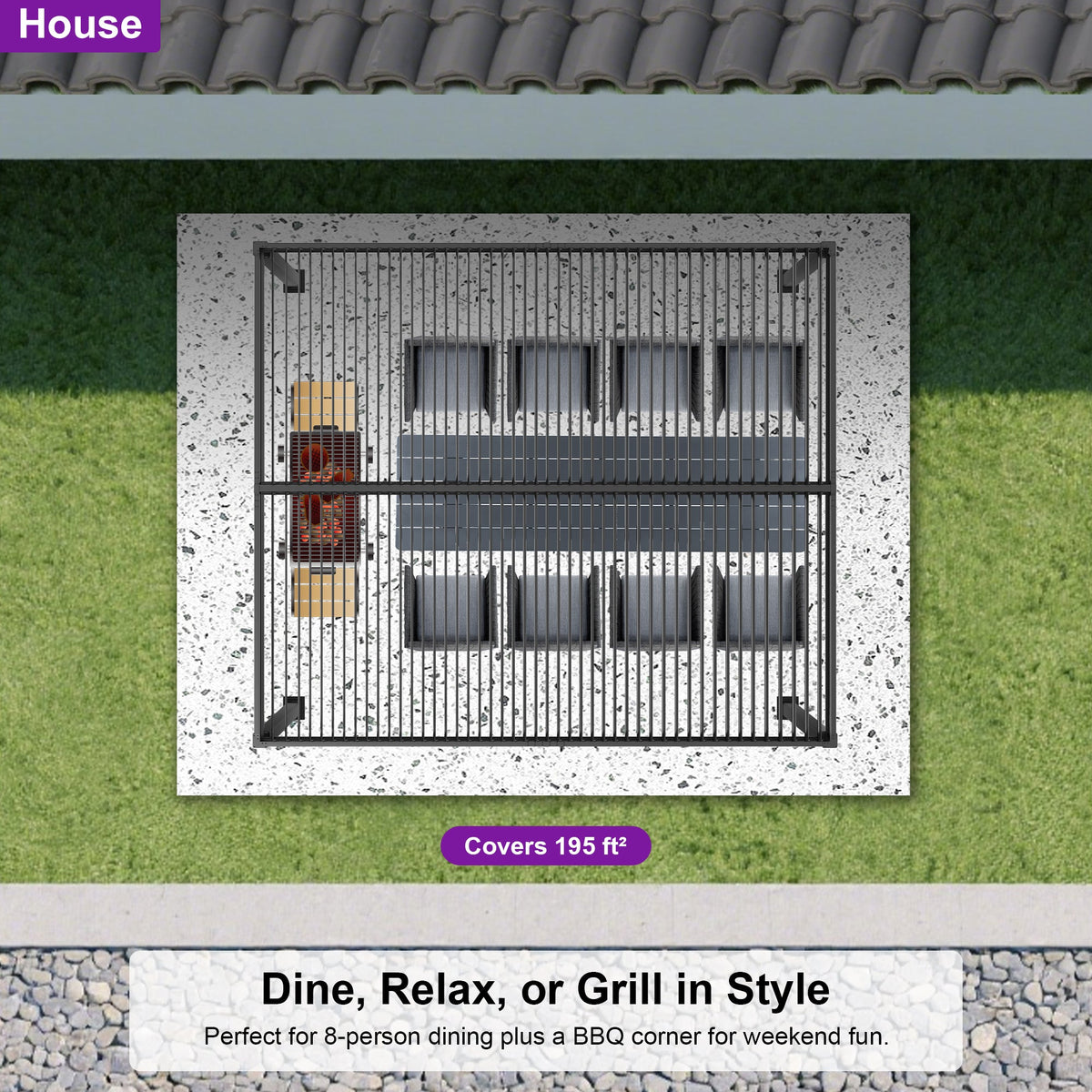 PURPLE LEAF Caesar – Pergola extérieure à lames orientables avec toit rigide réglable, gris