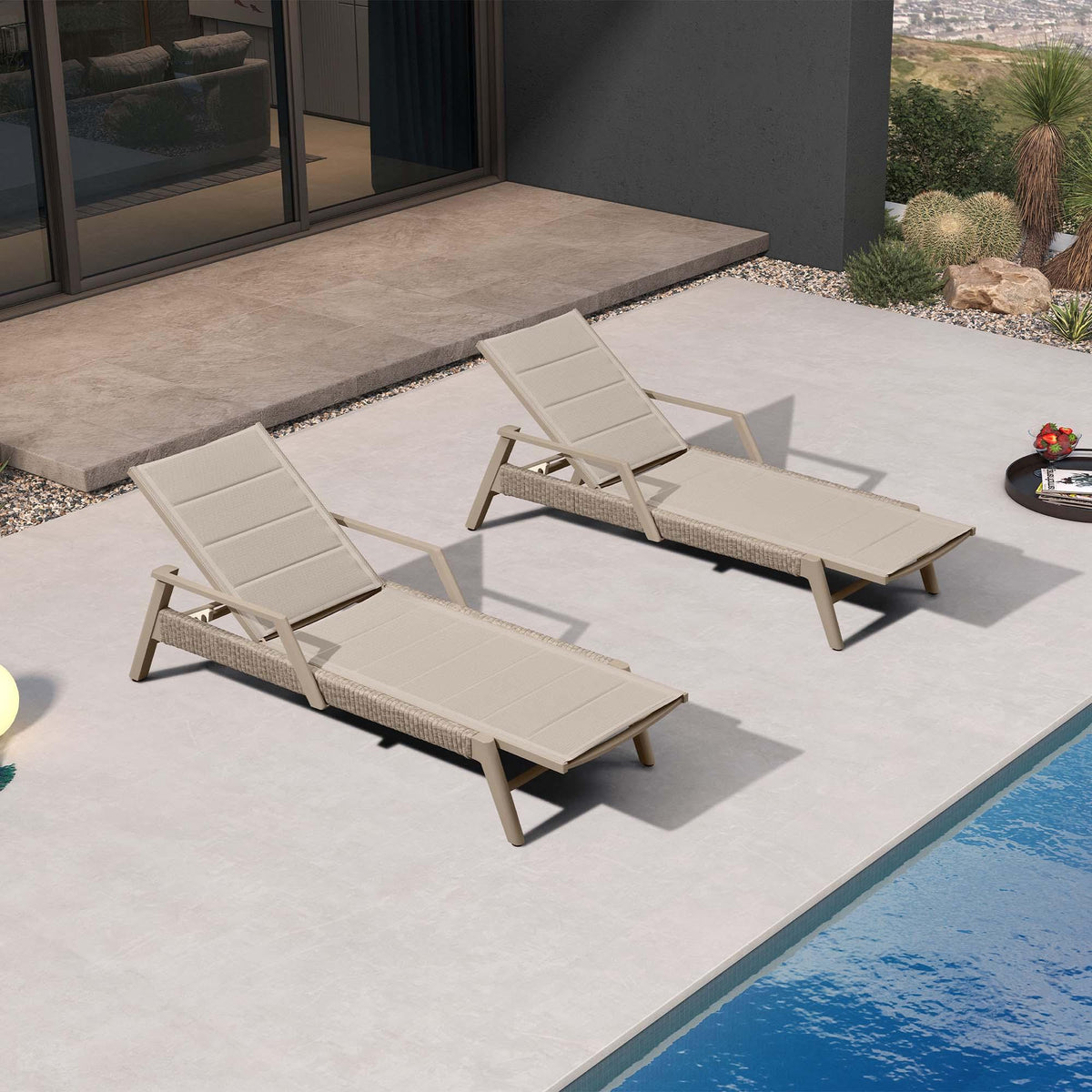 PURPLE LEAF Sanori – Lot de 2 chaises longues extérieures en aluminium, réglables et inclinables pour terrasse et bord de piscine