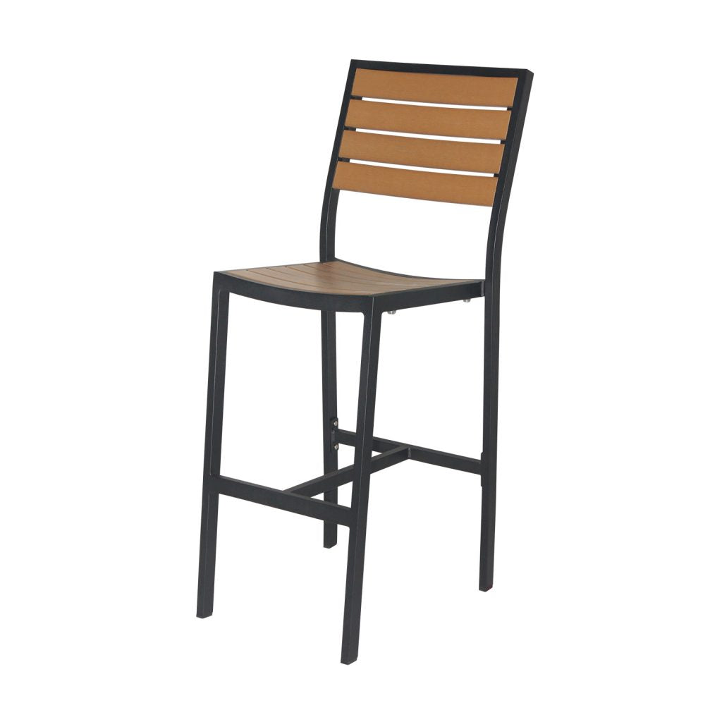 Napa – Chaise de bar sans accoudoirs, structure Silver / assise et dossier Teak