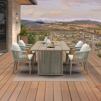 PURPLE LEAF Hailar – Ensemble repas extérieur familial avec table et chaises de terrasse en aluminium et coussins en oléfine