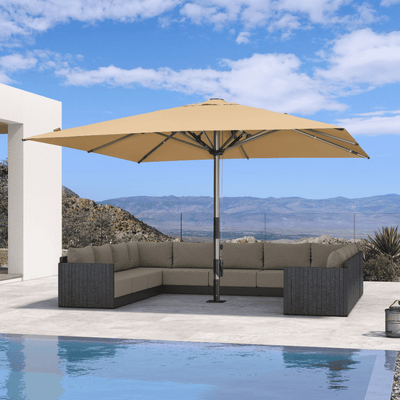 PURPLE LEAF – Parasol de terrasse semi-automatique extra-large Premium, modèle commercial pour jardin, café et hôtel