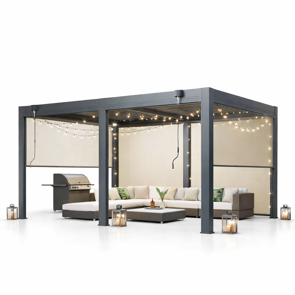 Erommy – Pergola extérieure en aluminium à lames orientables avec toit réglable