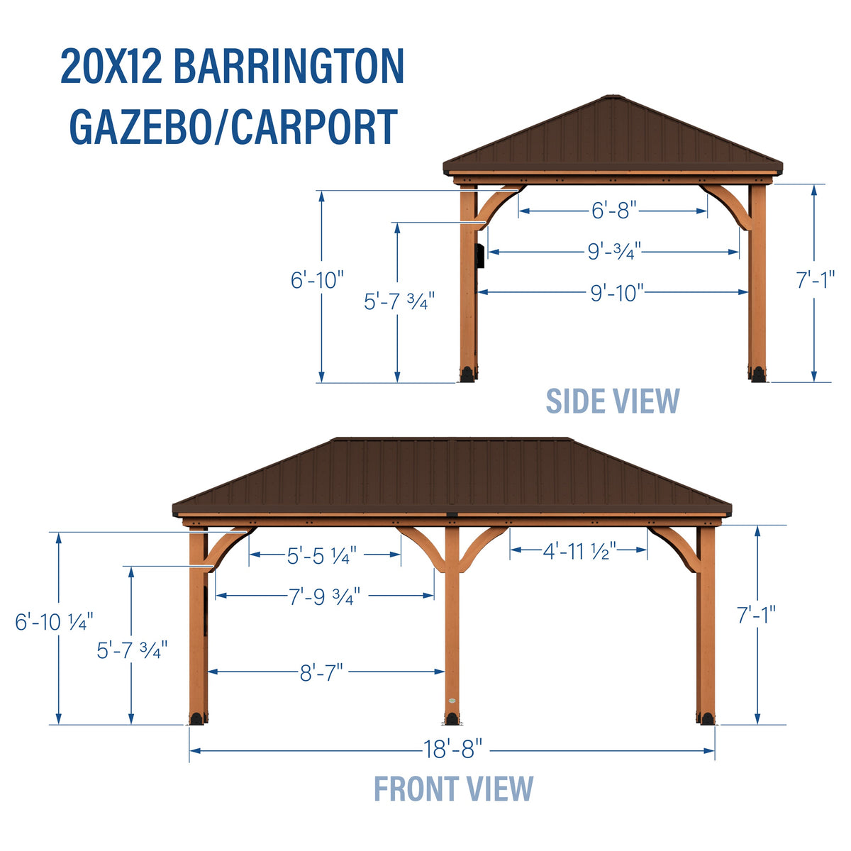 Barrington 20x12 – Pavillon / abri voiture