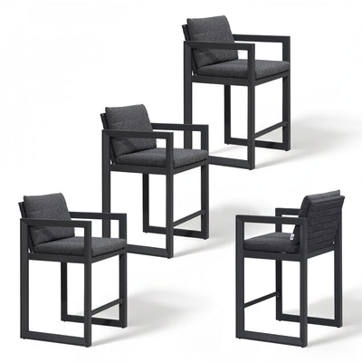 PURPLE LEAF Caesar – Tabourets de bar modernes en aluminium avec coussins amovibles pour cuisine, îlot extérieur et jardin