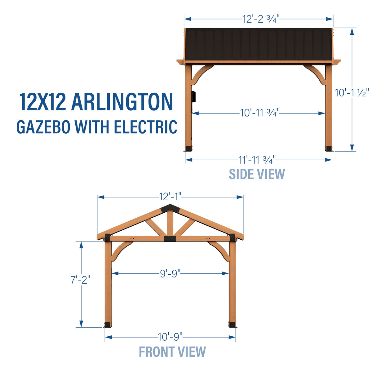 Arlington 12x12 – Pavillon avec électricité, Lt Brown