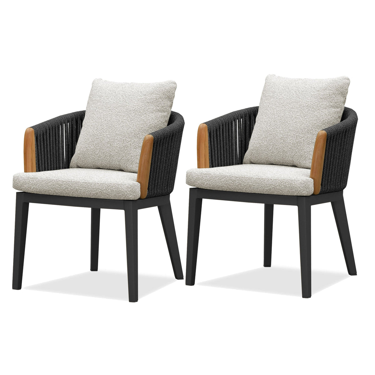 PURPLE LEAF Hailar – Ensemble repas extérieur familial avec table et chaises de terrasse en aluminium et coussins en oléfine