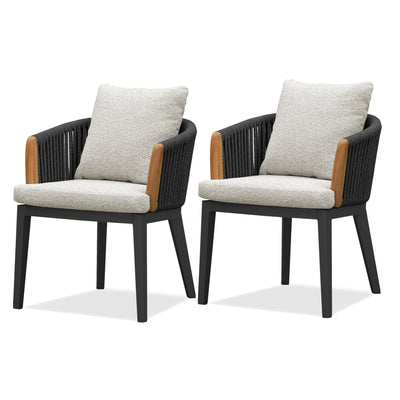 PURPLE LEAF Hailar – Ensemble repas extérieur familial avec table et chaises de terrasse en aluminium et coussins en oléfine