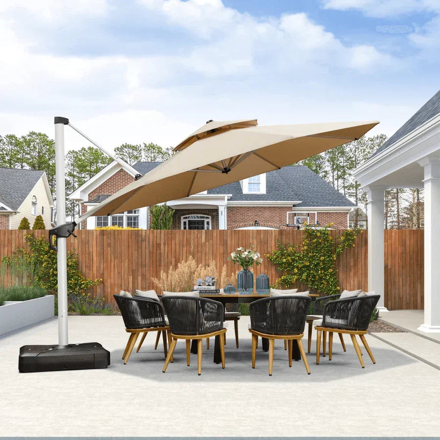 PURPLE LEAF – Parasol déporté rond renforcé pour terrasse, porche, jardin et piscine