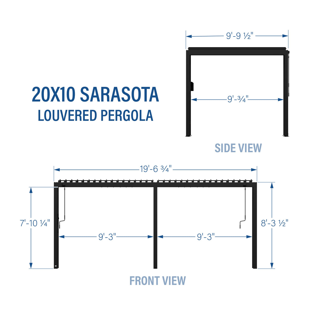 Sarasota 20x10 – Pergola en acier à lames orientables
