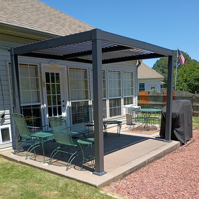 PURPLE LEAF Caesar – Pergola extérieure à lames orientables avec toit rigide réglable, gris