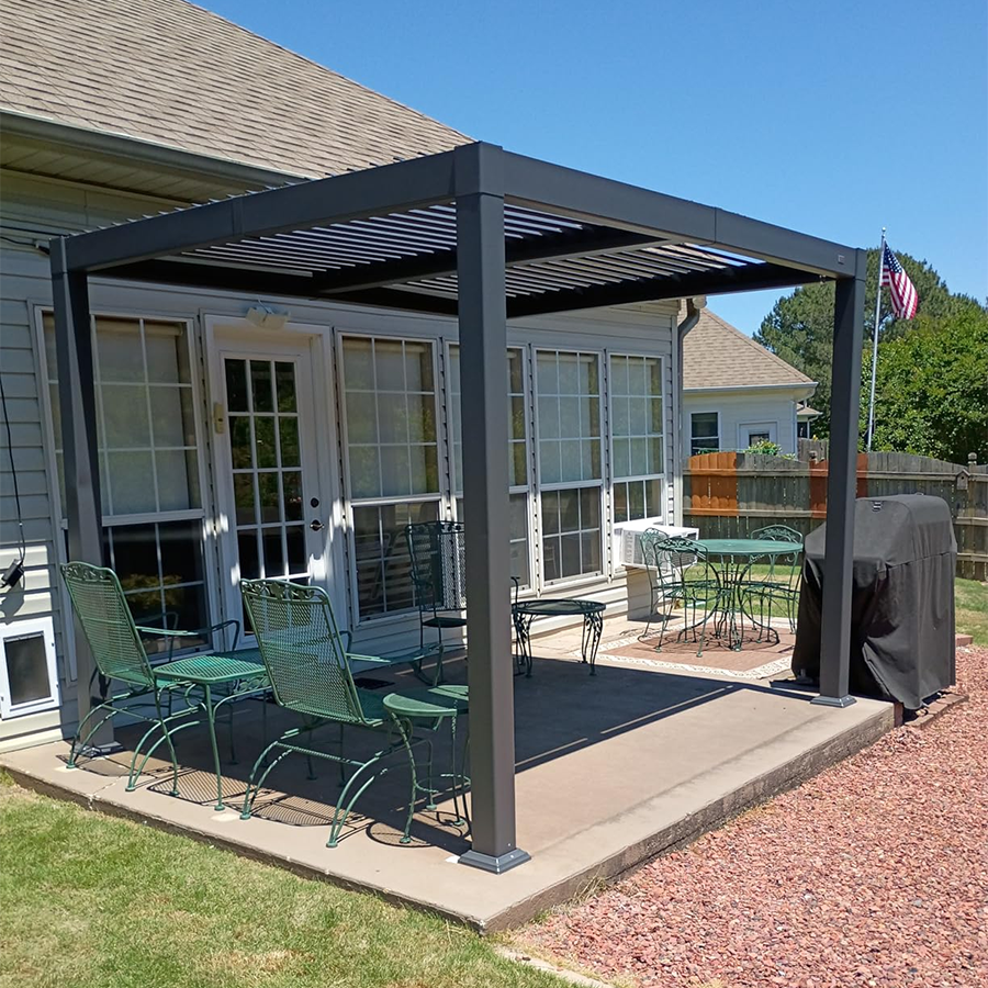 PURPLE LEAF Caesar – Pergola extérieure à lames orientables avec toit rigide réglable, gris