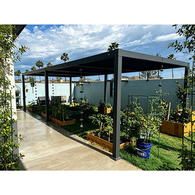 PURPLE LEAF Caesar – Pergola extérieure à lames orientables avec toit rigide réglable, gris
