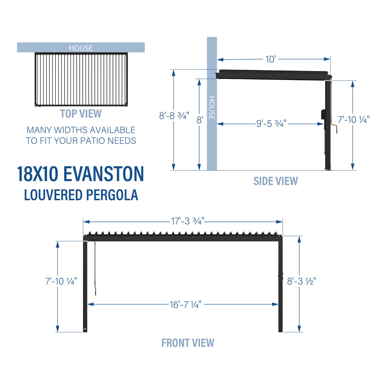 Evanston 18x10 – Pergola murale à lames orientables