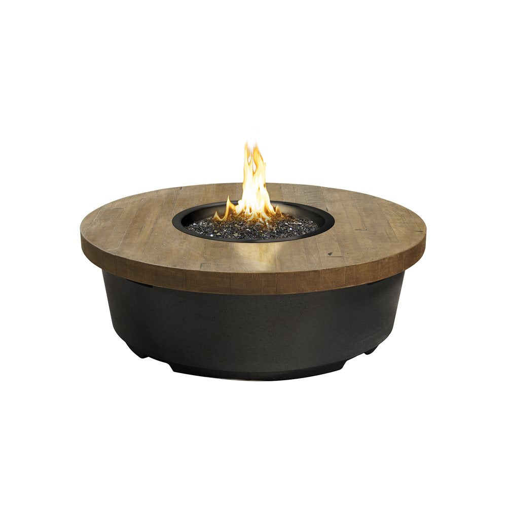 American Fyre Designs Contempo – Table brasero ronde, finition bois recyclé, LP