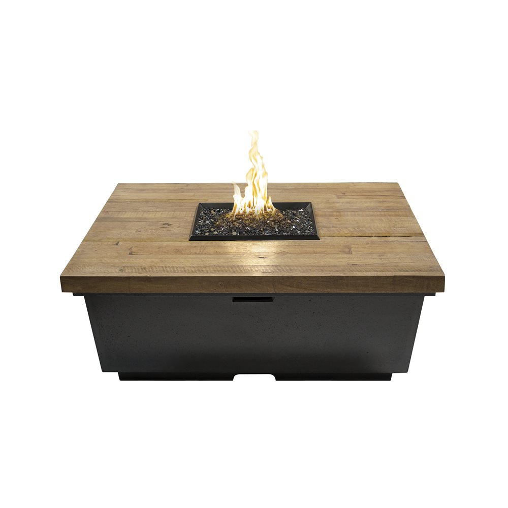 American Fyre Designs Contempo – Table brasero carrée, finition bois recyclé, LP