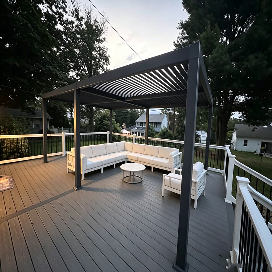 PURPLE LEAF Caesar – Pergola extérieure à lames orientables avec toit rigide réglable, gris