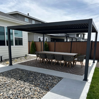 PURPLE LEAF Caesar – Pergola extérieure à lames orientables avec toit rigide réglable, gris