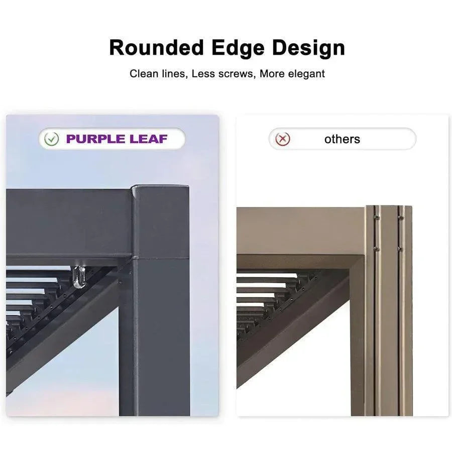 PURPLE LEAF Caesar – Pergola extérieure à lames orientables avec toit rigide réglable, gris