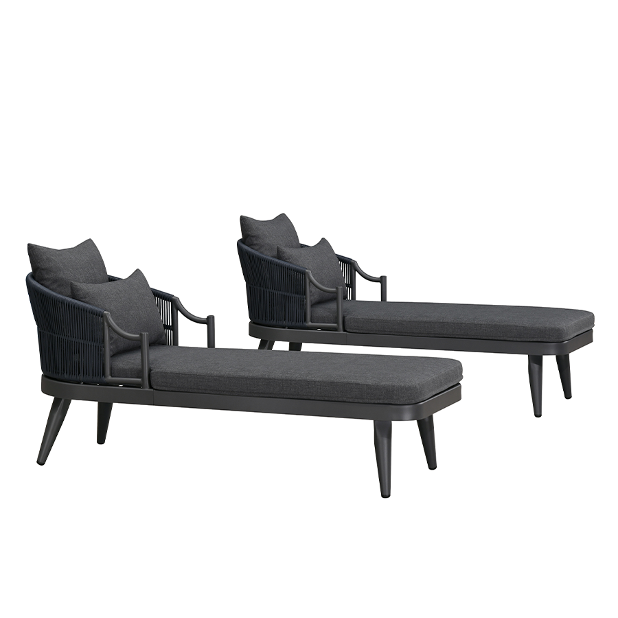 PURPLE LEAF – Chaise longue extérieure ergonomique en aluminium avec assise rembourrée et accoudoirs de soutien pour terrasse et piscine