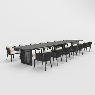 PURPLE LEAF Hailar – Ensemble repas extérieur familial avec table et chaises de terrasse en aluminium et coussins en oléfine