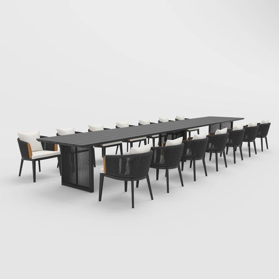 PURPLE LEAF Hailar – Ensemble repas extérieur familial avec table et chaises de terrasse en aluminium et coussins en oléfine