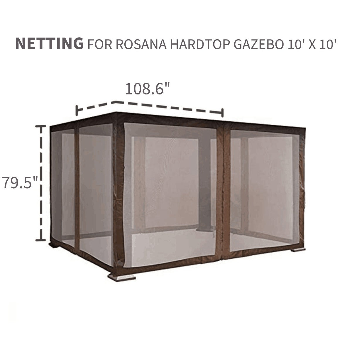 Kozyard Caesar Aluminium Renforcé Pavillon / Gazebo à Toit Rigide 10x10 pieds Net Set, No return , No refund - Kozyard