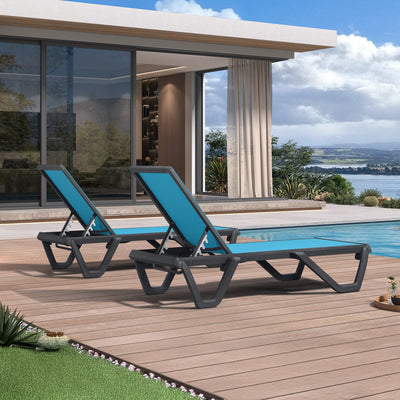 PURPLE LEAF – Chaise longue extérieure à 5 positions avec structure en aluminium et assise en Textilene, légère et durable pour terrasse et piscine