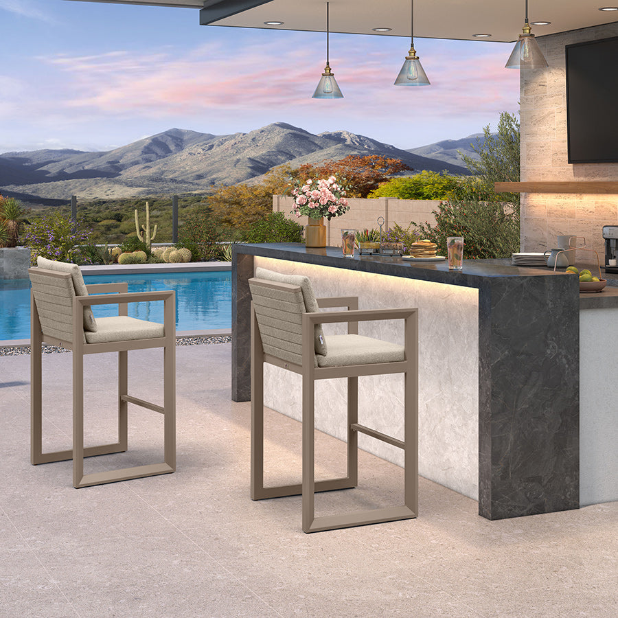 PURPLE LEAF Caesar – Tabourets de bar modernes en aluminium avec coussins amovibles pour cuisine, îlot extérieur et jardin