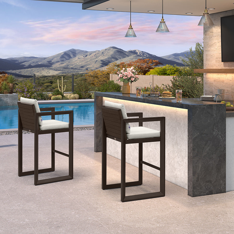 PURPLE LEAF Caesar – Tabourets de bar modernes en aluminium avec coussins amovibles pour cuisine, îlot extérieur et jardin