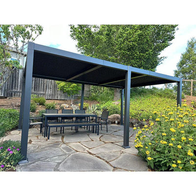 PURPLE LEAF Caesar – Pergola extérieure à lames orientables avec toit rigide réglable, gris