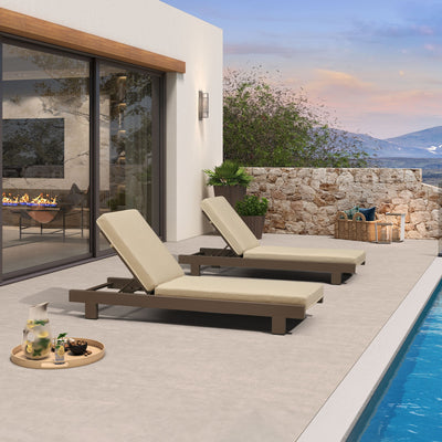 PURPLE LEAF – Lit de repos extérieur Standard avec coussin, tissu mélangé oléfine et structure en aluminium pour terrasse et piscine