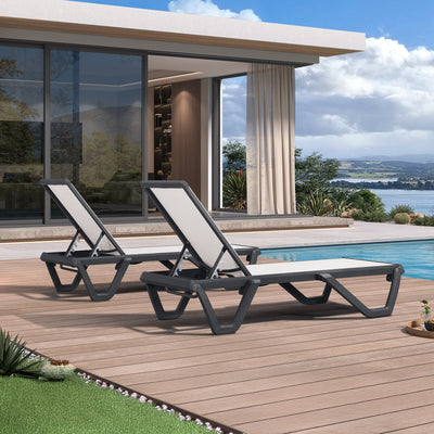 PURPLE LEAF – Chaise longue extérieure à 5 positions avec structure en aluminium et assise en Textilene, légère et durable pour terrasse et piscine