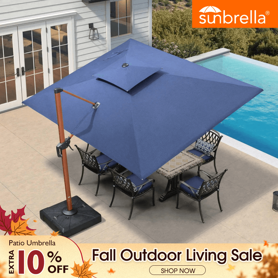 PURPLE LEAF SUNBRELLA – Parasol déporté Deluxe de terrasse, motif bois