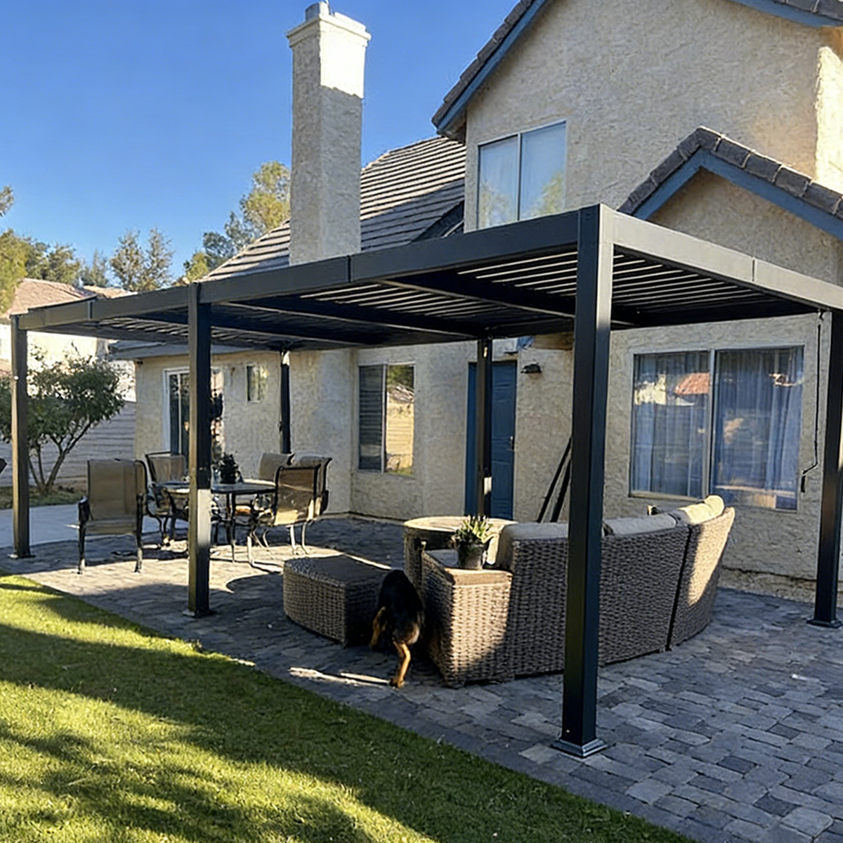 PURPLE LEAF Caesar – Pergola extérieure à lames orientables avec toit rigide réglable, gris